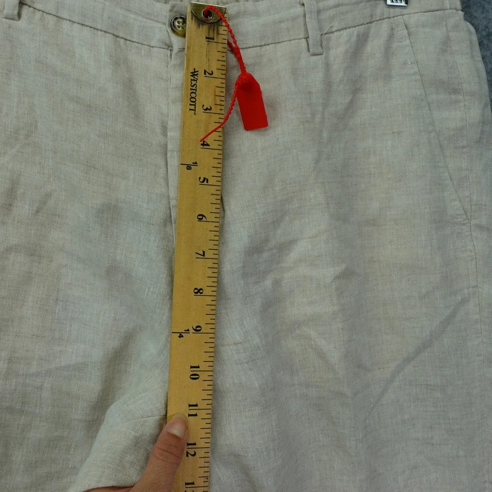 ZARA Linen Pants Mens L Cream White Neutral Flax Summer Coastal Workwear 34x30